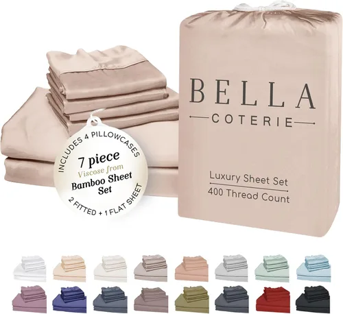 Vista 87 de Bella Coterie - Juego de sábanas tamaño individual, viscosa de bambú, de cultivo orgánico, ultrasuaves, refrescantes para calurosos, esquinas tipo