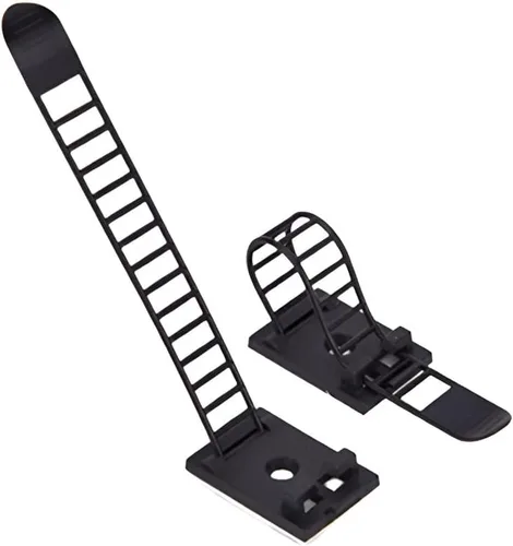 Vista 3 de 50 soportes ajustables para ataduras de cables, clips adhesivos para cable con orificio para tornillo, organizador de cables reutilizable
