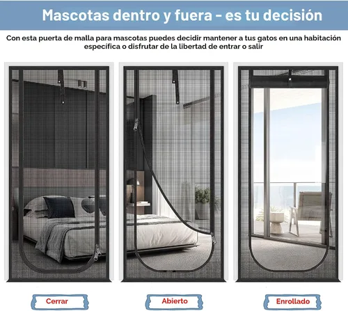 Vista 6 de QWR Puerta mosquitera mejorada para mascotas que se adapta a puertas de hasta 30 x 80 pulgadas, puerta de malla resistente a prueba de gatos