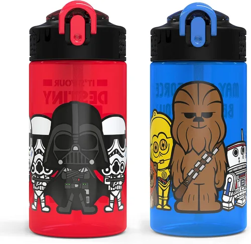 Vista 39 de Zak Designs Teenage Mutant Ninja Turtles - Botella de agua para niños para la escuela o viajes, paquete de 2 botellas de agua de plástico duradero