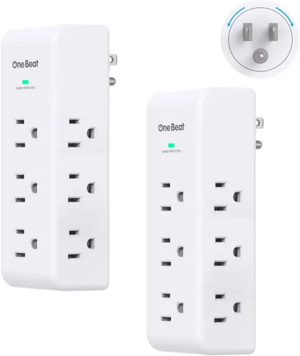 Vista 10 de Extensor de salida con protector de sobretensiones con enchufe giratorio, 6 tomas de corriente alterna con 3 puertos USB (2 USB C), cargador
