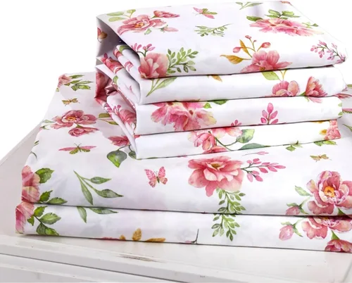 Vista 16 de Virah Bella Juego de sábanas de microfibra con estampado de 4 piezas tamaño queen - Otoño dorado - Blanco