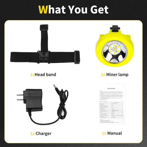 Vista 4 de Superbright - Lámpara de minería de luz blanca, luces de caza, faros delanteros, recargable, impermeable, a prueba de explosiones, luz para mineros
