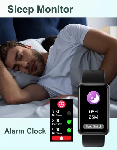 Vista 5 de HUAKUA - Rastreador de fitness sin Bluetooth, sin aplicación, sin necesidad de teléfono; reloj de fitness para hombres, mujeres y padres