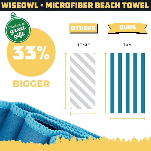 Vista 2 de Wise Owl - Toalla de playa de microfibra (7' x 4') – toalla de playa extra grande de secado rápido, superabsorbente, toalla de playa y natación
