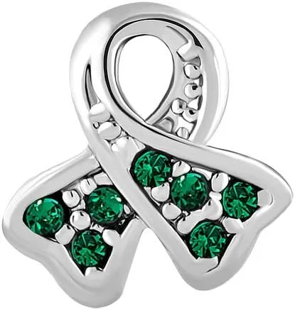 Vista 3 de Third Time Charm Breast Cancer Awareness Ribbon Charm European Crystals Bead