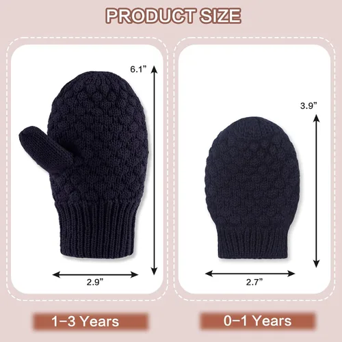 Vista 6 de Guantes de punto para bebés, niños y niñas, guantes de invierno para recién nacidos, guantes de 0 a 3 años