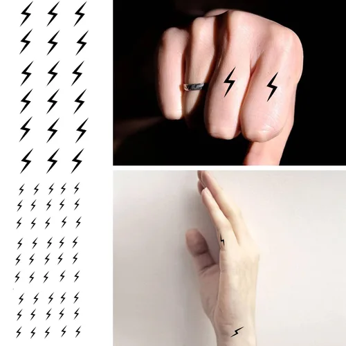 Vista 2 de Tattoonova 6 hojas de tatuajes temporales para hombre, relámpagos, recuerdos de fiesta, trueno, cuerpo, cara, número de tatuajes falsos