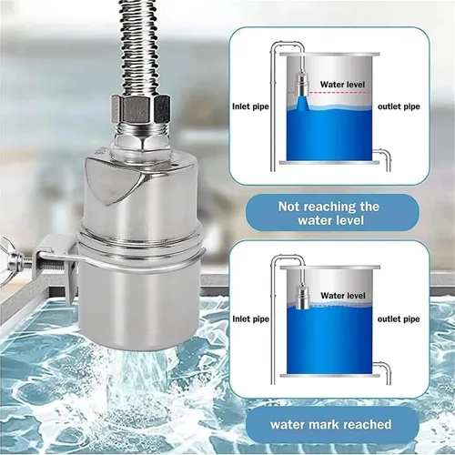 Vista 5 de Automatic Water Level Control Valve 1/2 Inch Stainless Steel Float Ball for Tank Swimming Pool Straight with Clip