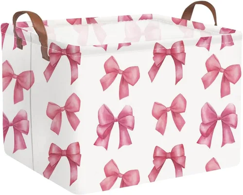 Vista 10 de FXOLCSHE - Canasta rectangular rosa de alpaca, canasta de lavandería impermeable plegable para guardería, canasta de juguetes para habitación