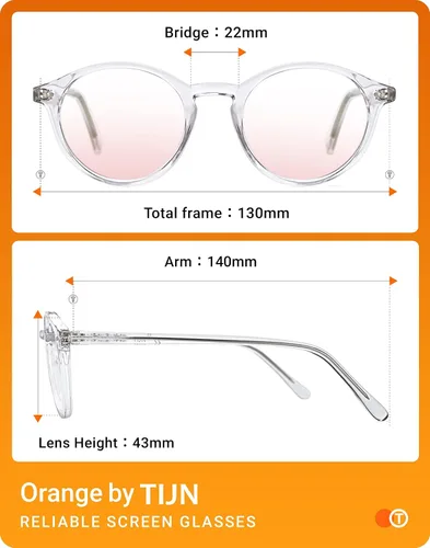 Vista 4 de TIJN Gafas de bloqueo de luz azul para hombres y mujeres, gafas de montura redonda gruesa vintage