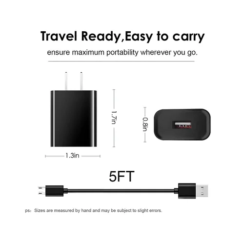 Vista 5 de Cargador de pared rápido Cable de carga USB para Motorola Moto E6 E4 E4 Plus E5 Play E5 E5 Plus E5 Plus E5 Supra, G5 G5S G4 Plus/Play, G6 Forge G6