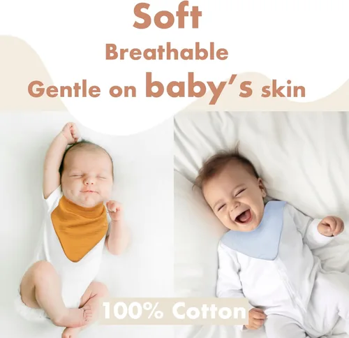 Vista 3 de Paquete de 8 baberos de muselina 100% algodón, baberos ajustables para bebés de 0 a 36 meses, niños y niñas 8-Pack Baby Bibs for Drooling and