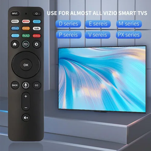 Vista 5 de RIVIERA Vizio - Control remoto por voz para todos los televisores inteligentes VIZIO compatibles con D, E, M, P, V, serie PX con micrófono, sin