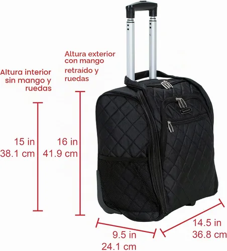 Vista 3 de Rockland Melrose - Maleta con ruedas, de porte vertical, para caber debajo del asiento, Negro
