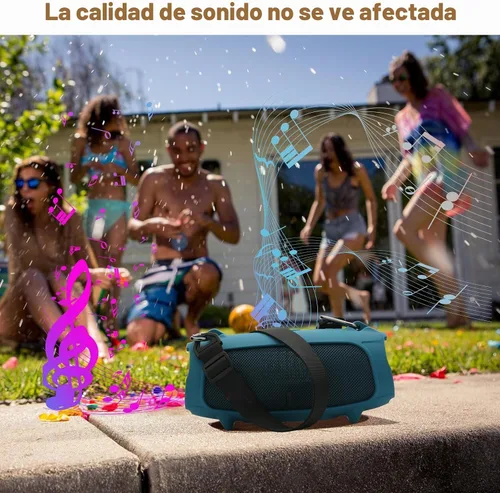 Vista 4 de Funda de silicona para altavoz portátil JBL Charge 5, funda protectora de transporte de viaje con soporte para correa de hombro, cubierta de Negro