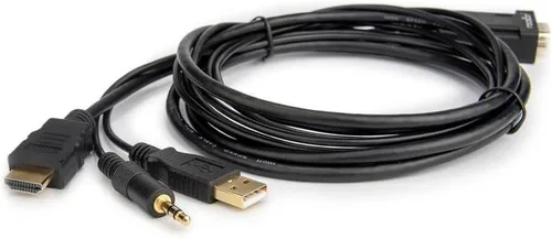 Vista 5 de Rocstor Cable convertidor VGA a HDMI de 6 pies con soporte de alimentación y audio M/M, compatible con computadoras, PC, computadora de escritorio