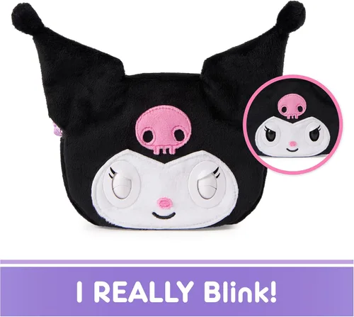 Vista 3 de Purse Pets, Sanrio Hello Kitty and Friends, Kuromi - Juguete interactivo para mascotas y bolso cruzado kawaii, más de 30 sonidos y reacciones
