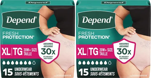 Vista 21 de Depend Fresh Protection - Pañales para adultos, ropa interior de incontinencia y para pérdida de orina posparto para mujer, desechable, máxima