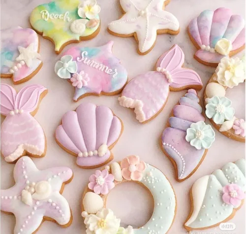 Vista 9 de Cortadores de galletas de sirena, cola de sirena, estrellas de mar, conchas de mar de acero inoxidable, formas para hornear, regalo