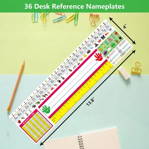 Vista 3 de Fancy Land Placas de identificación de referencia de escritorio Placas de identificación de manuscrito Paquete de 36, autoadhesivos, estudiantes