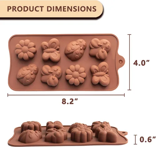 Vista 2 de WARM TIME Juego de 6 moldes de silicona para chocolate, moldes antiadherentes de grado alimenticio, moldes de cocina para chocolate, dulces