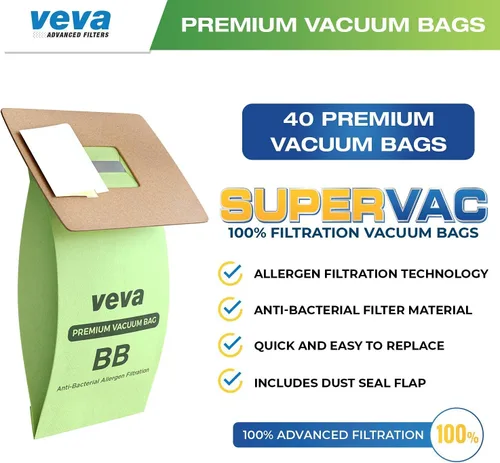 Vista 2 de Paquete de 40 bolsas de vacío tipo BB para aspiradora Oreck de mano PKBB12DW, BB180, BB280, BB850, BB870, BB880, BB900, BB1000, BB1100, BB1200