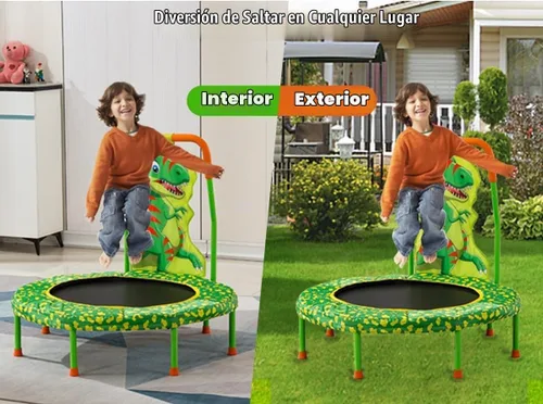 Vista 6 de Mini Trampolín Sin Espacios de 36" Trampolín para Niños Pequeños con Mango para Niños, Trampolín Pequeño para Niños de 36 pulgadas