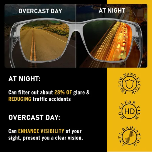 Vista 5 de DUCO Lentes de conducción de visión nocturna para hombres y mujeres, antirreflejos, polarizados, amarillos, lentes nocturnos, 8990Y, Lente de visión