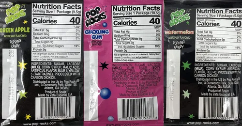 Vista 2 de Pop Rocks Crackling Candy - Paquete variado de 36 caramelos clásicos para reventar, nueve sabores diferentes a granel Pop Rocks Popping Candy