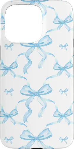 Vista 31 de Cintas y lazos estéticos de color azul claro para iPhone 16 en estuche de acuarela