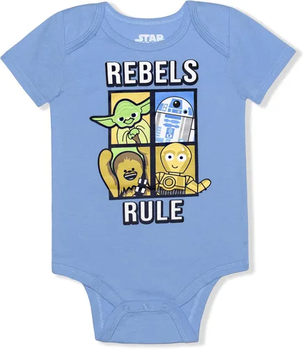 Vista 6 de STAR WARS Paquete de 5 trajes de cuerpo para bebé, azulgrismarrónnegroblanco
