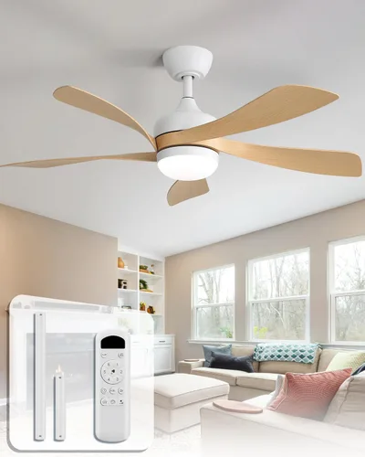Vista 25 de Sofucor Ventilador de techo inteligente de 52", ventiladores de techo blancos para interiores/exteriores con luces y control remoto, funciona