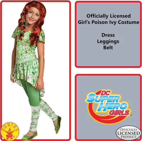 Vista 2 de Disfraz infantil de Poison Ivy DC Superhéroe para niñas de Rubie's , L, Verde