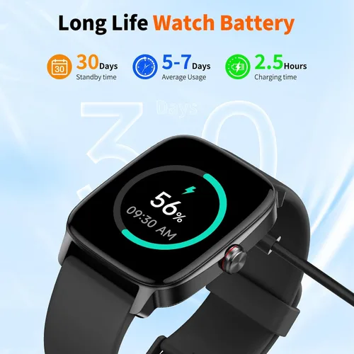 Vista 8 de Reloj inteligente para hombres y mujeres con llamadas Bluetooth, rastreador de fitness con pantalla táctil de 1.85 pulgadas, monitor de frecuencia