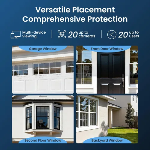 Vista 9 de Cámara de seguridad para ventana HOMIQ LIFE 3MP 2K, cámaras WiFi interiores 2.4GHz/5GHz con visión nocturna a color AI Colorvue, detección