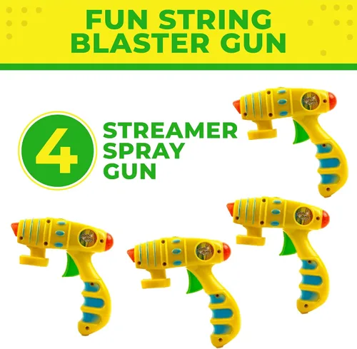 Vista 5 de Toysery Party Streamer Spray String Shooter Toy para niños y niñas, cuerda rociadora de fiesta para niños, gran pistola de juguete con aerosol