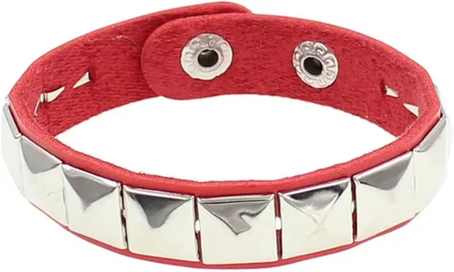 Vista 4 de TURTLEDOVE Punk Leather Bracelet Set - 3PCS Goth Leather Wristband with Metal Studded - Cuff Bangle for Men Women Rojo