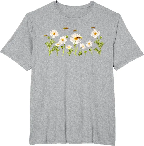 Vista 79 de Marguerites Daisy - Camiseta de verano con margaritas de jardín de flores, Negro, S