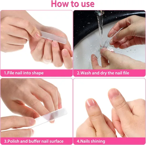 Vista 4 de 8 piezas Nano Nail File Shiner Glass Crystal Buffer Pulidor con estuche 8 limas nano con estuche, pulidor de uñas para uñas naturales, pulidor