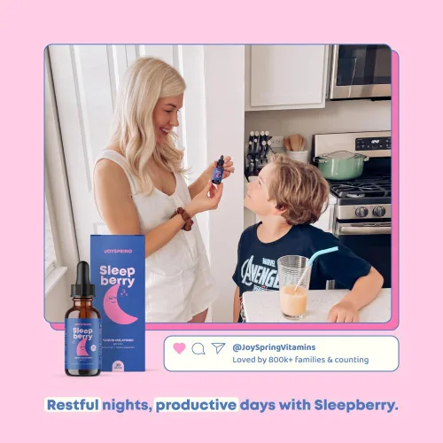 Vista 4 de SleepBerry Melatonina líquida para niños, ayuda natural para dormir con saúco y vitamina D, estimula el sistema inmunológico mientras duermen