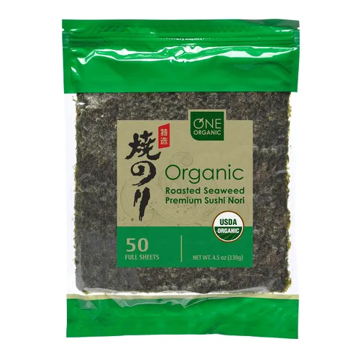 Vista 10 de ONE ORGANIC Sushi Nori Premium - Algas orgánicas tostadas (10 hojas completas)