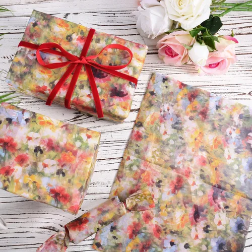 Vista 3 de 30 hojas de papel de seda para envolver flores, 19.69 x 13.78 pulgadas, papel de seda de embalaje vintage, paquete de regalo vintage, patrón floral