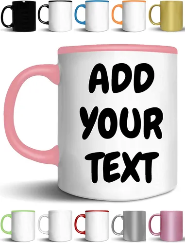 Vista 11 de Tazas de café personalizadas, añade tu nombre, texto o letras, tazas de cerámica personalizadas con varios colores y fuentes, taza con monograma