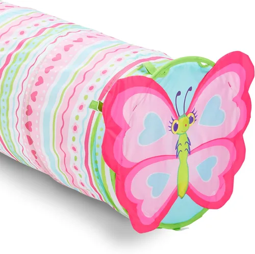 Vista 4 de Melissa & Doug Sunny Patch Cutie Pie Butterfly - Túnel de gateo para adentro y afuera para bebés, estructura de juego plegable para el desarrollo