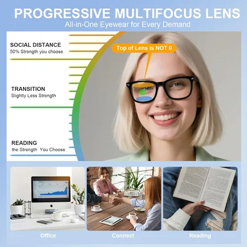 Vista 2 de SKYOAK Premium Progressive Multifocus Reading Glasses Men, Stylish Computer Readers Multifocal Eyeglasses