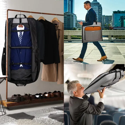 Vista 7 de Bolsa de viaje grande de viaje para hombres de 40 pulgadas, 3 bolsas de ropa para viajes de negocios, maletas colgantes 2 en 1 para viajes, bolsa