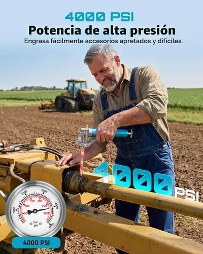 Vista 3 de Seesii Mini pistola de grasa de 3 onzas, 4000PSI portátil con válvula de Azul oscuro