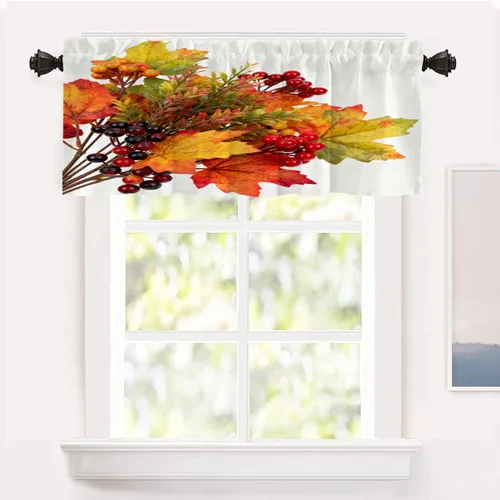 Vista 40 de Shrahala Orange Autumn Autumn Blackout Curtain Tiers, Fall Kitchen Valance Light Blocking Tier Drapes with Rod Pocket, 2 Pack 26 X 24 in