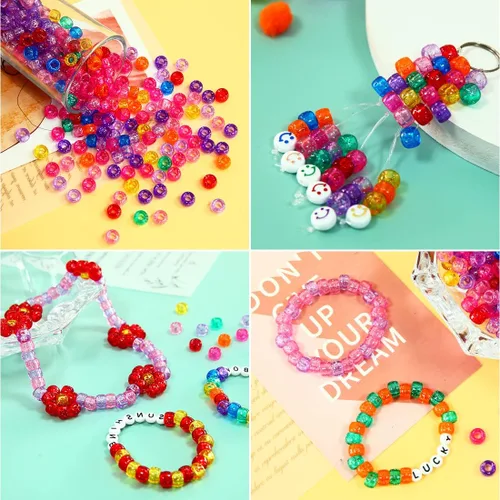 Vista 7 de 200 limpiapipas blancas+1000 cuentas de poni rojas, cuentas de poni, limpiapipas, artes y manualidades, fabricación de joyas.
